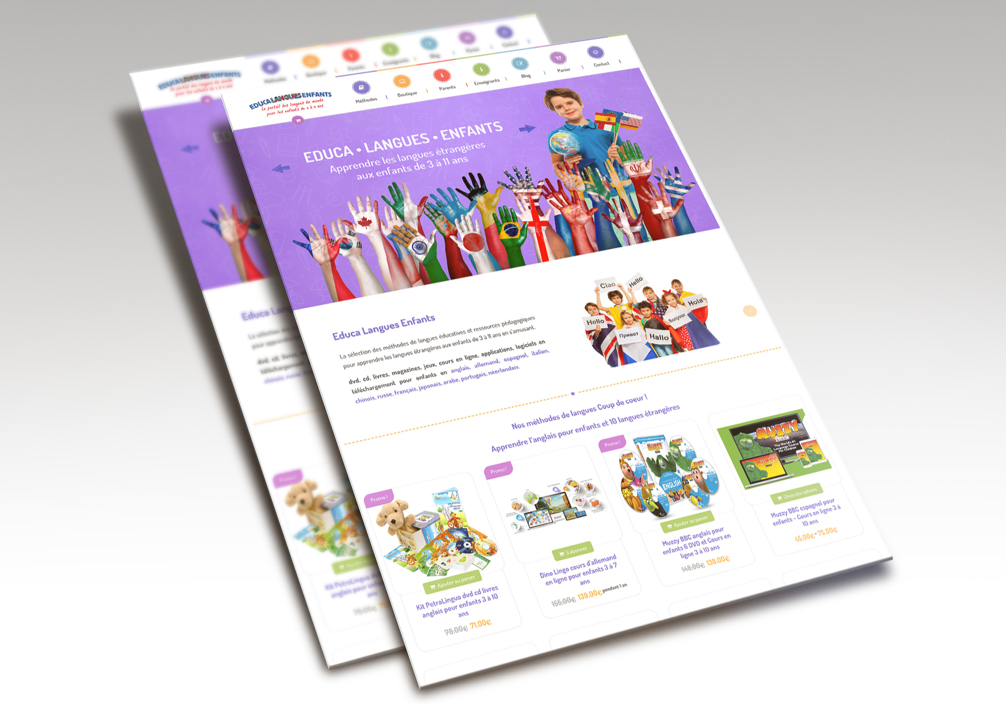 Site Ecommerce Educa Langues Enfants